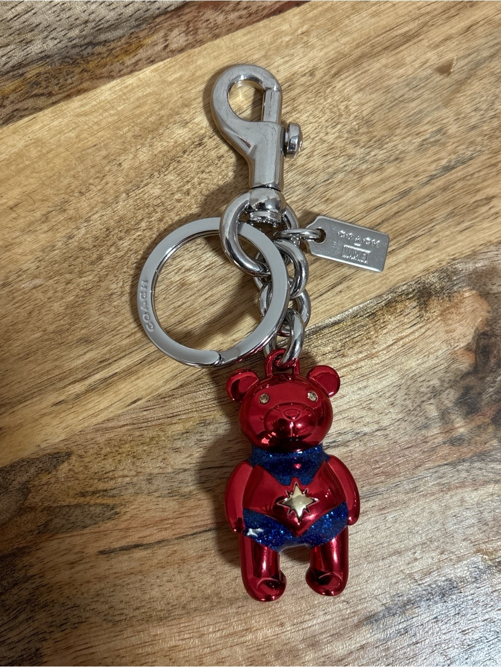 NWT Coach Marvel LTD EDITION 3D Carol Danvers Bear Bag Charm Keychain